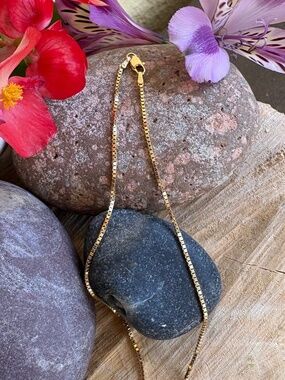 Box Chain 14K Gold Necklace, 24”